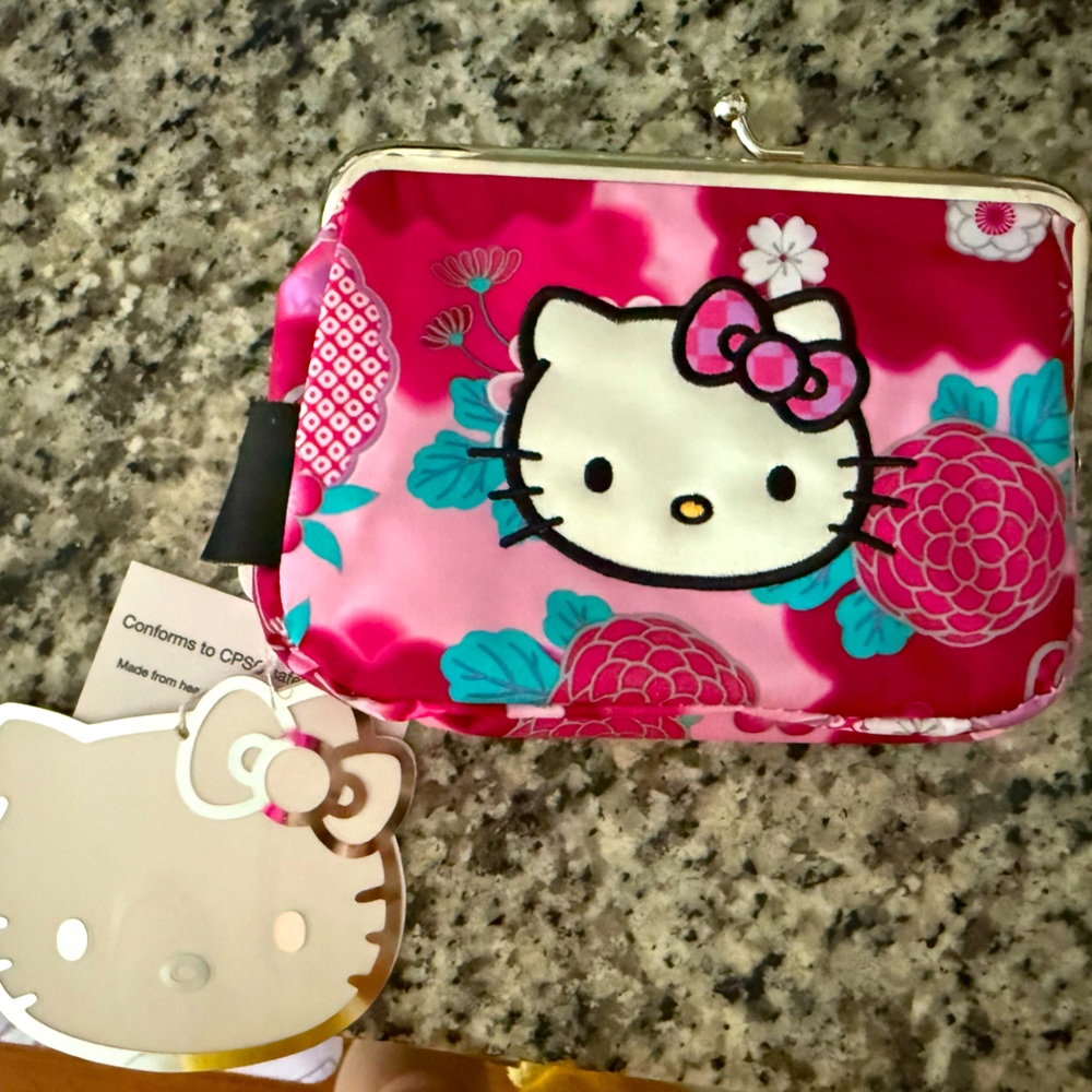 Hello Kitty floral silk large coin purse